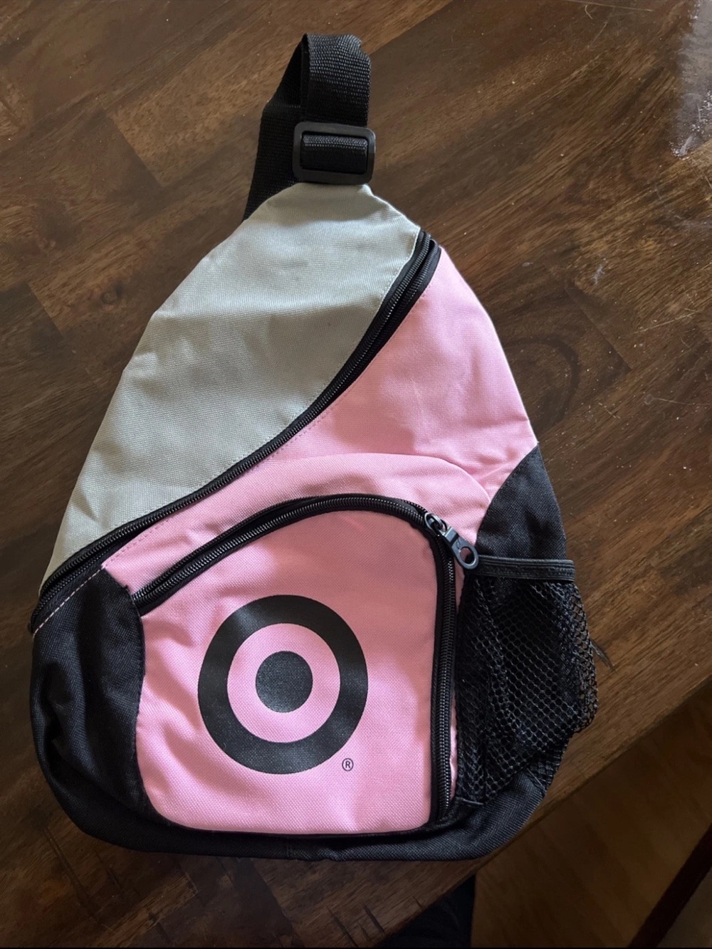 Target Pink and Black Sling Backpack with Bullseye Logo